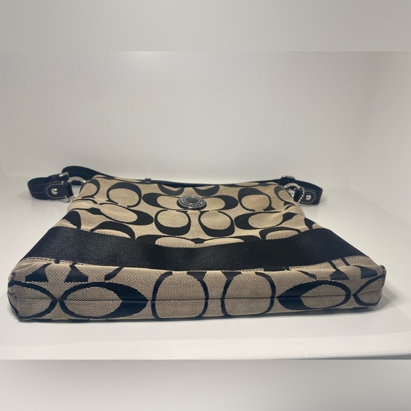Coach Black and Taupe Signature Crossbody Purse - Picture 9 of 10
